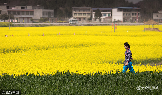 四川綿陽(yáng)：村民打造“奇葩”稻草雕塑與模特斗艷